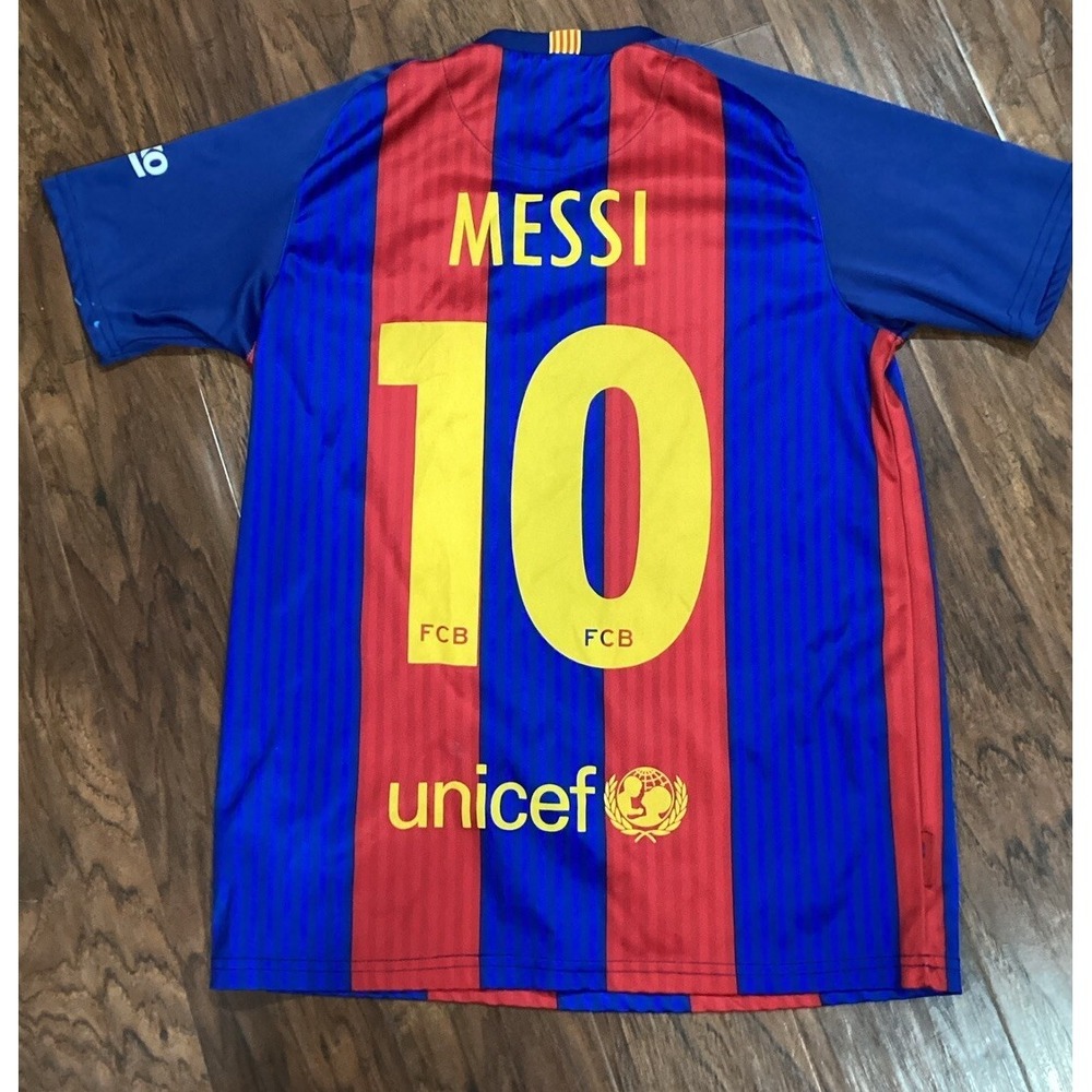MESSI #10 BARCELONA FCB Mens Jersey Blue Red Soccer Futbol Size S